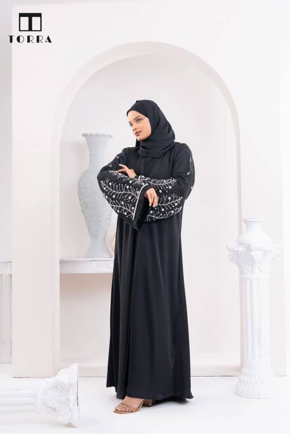 White Jasmine Karchupi Abaya