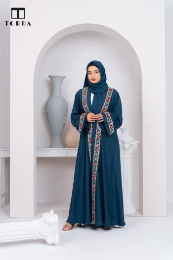 Floral Mosaic Lais Abaya | Sea Green
