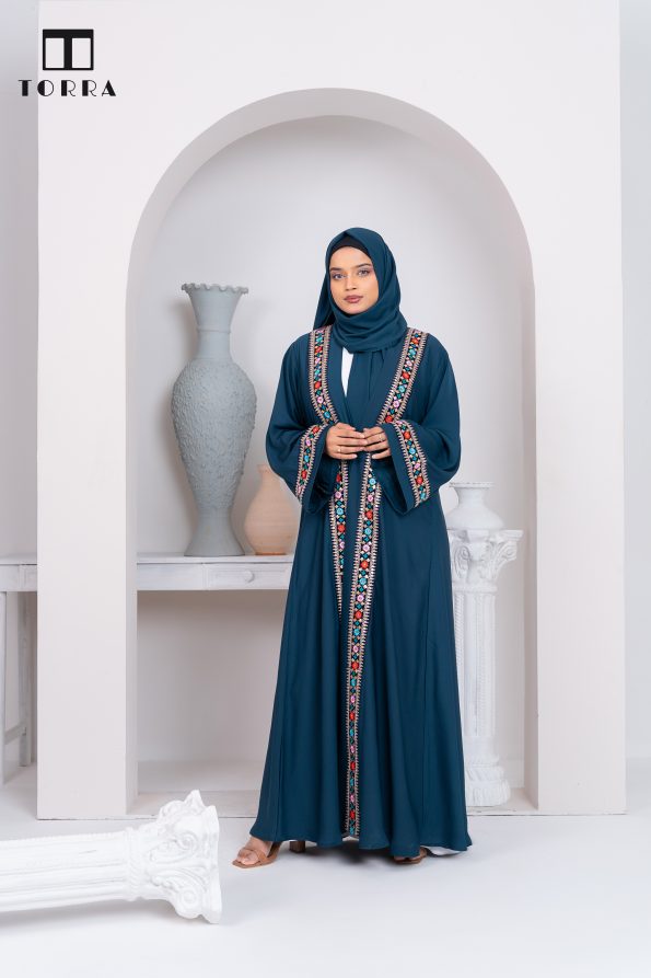 Floral Mosaic Lais Abaya | Sea Green