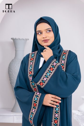 Floral Mosaic Lais Abaya | Sea Green