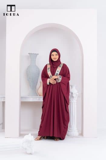 Noura Embellished Abaya | Maroon
