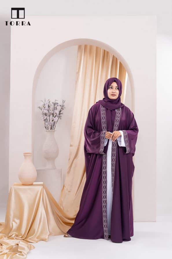 Aaliyah Embroidered Abaya | Purple